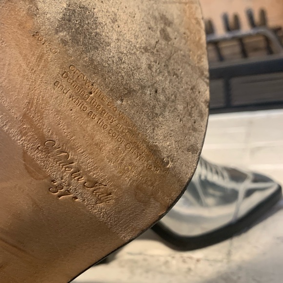 (Off-White) Block Heel Metallic Cowboy Booties - Picture 11 of 11